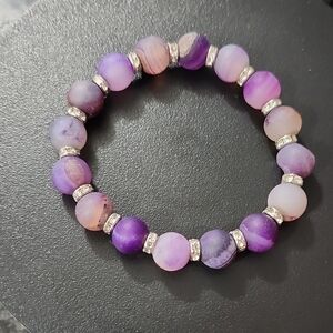 Handmade Purple Agate Bracelet with Silver Detailing